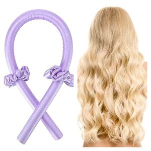 🆕Reusable Heatless (Purple) Headband Curler System with Scrunchies (2)